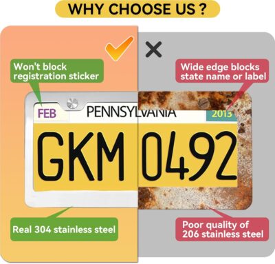 Premium Chrome License Plate Frames with 2 Anti-Scratch Pads & 4 Tire Valve Caps, Heavy Duty Rust-Free Chrome License Plate Frame 2 Pack for Women & Men, 2 Holes Universal Fit for Cars & Trucks - Image 4