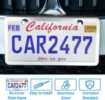 Solid Silver License Plate Frames 2 Pack, 2 Holes Rust-Proof License Plate Holder, Universal Car Stainless Steel License Plate Frame for Women & Man (Screws & Chrome Caps) by Lengnoyp - Image 2