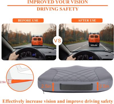 kingphenix Premium Car Seat Cushion, Memory Foam Driver Seat Cushion to Improve Driving View- Coccyx & Lower Back Pain Relief - Seat Cushion for Car, Truck, Office Chair (Leather Gray) - Image 2