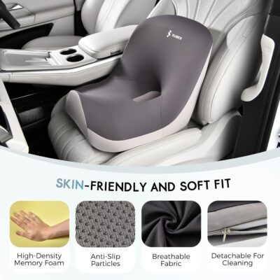 Car Seat Cushion and Lumbar Support Pillow, Larger Memory Foam Seat Cushion, Ergonomic L-Shaped Design Cushion for Back Pain Relief, Non-Slip Driving Cushion for Car, Office, Truck, Wheelchair-Black - Image 5