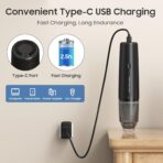 Handheld Vacuum Cordless, Car Vacuum Portable with 2 Suction Modes, Blow & Suction 2-in-1, Mini Vacuum Cleaner Rechargeable for Car, Home, Pet Hair, Office, Desk, Keyboards (Black) - Image 5