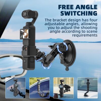 BRDRC Pocket 3 Suction Cup Mount, For Xtra Muse Car Windshield Window Dash Holder Kit with Expansion Adapter for Insta360 X4 X5 Go 3S for GoPro Max Mini Hero Pocket 3 2 Action 6 5 Pro Nano Accessories - Image 5