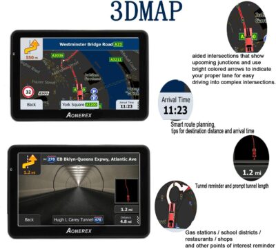GPS Navigation for Car Truck Navigator Latest Maps 7 Inch Touch Screen Vehicle GPS Commercial Trucker Navigation Voice Speeding Warning Free Lifetime Update of World Maps - Image 8