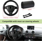 Kewucn Genuine Leather Steering Wheel Cover, 15" Universal Car Steering Wheel Protector with Needle Thread, Breathable Anti-Slip Steering Wheel Cover DIY Stitch on Wrap (Black, Full Hole) - Image 2
