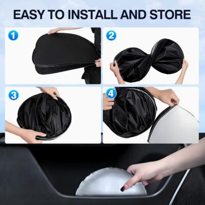 Sunsdrew 8PCS Foldable Sun Shades for 2019-2025 Toyota RAV4 Accessories Car Windshield&Side Windows Shade Cover Blocks 99% UV&Heat Privacy Protection Keeps RAV4 Cool All Black - Image 7