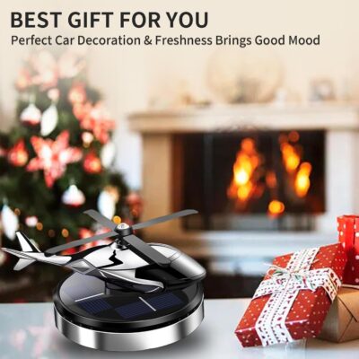 Car Air Freshener, Helicopter Solar Energy Rotating Aromatherapy Al Alloy Diffuser,Long-Lasting Fragrance, Interior Decoration Accessories Diffuser for Car and Home（Silver） - Image 6