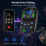 Bluetooth 5.3 FM Transmitter for Car SOARUN Bluetooth Car Adapter PD30W & USB Port Fast Charge, HiFi Treble & Bass Player, 1.6" Display Hands-Free Calling Truck Radio with AUX Input/Output, TF Card - Image 4