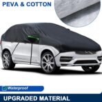 Universal SUV MPVHalf Car Cover Waterproof All Weather, Hail Protector Car Body Covers Outdoor Indoor for All Season Windproof Dustproof UV Resistant Snowproof Protect Your Windshield and Roof - Image 3
