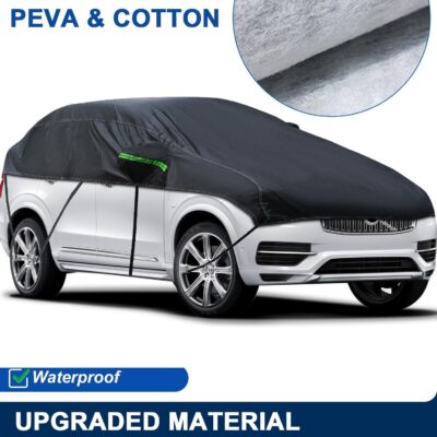 Universal SUV MPVHalf Car Cover Waterproof All Weather, Hail Protector Car Body Covers Outdoor Indoor for All Season Windproof Dustproof UV Resistant Snowproof Protect Your Windshield and Roof - Image 3