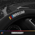 NASCAR Steering Wheel Cover, Two-Tone Red Leather Patchwork, Universal Fit 14.5"-15.5" Steering Covers for Cars, Anti-Slip, Soft Grip, Odor-Free, Trucks & SUVs, Racing Style Interior Upgrade - Image 3