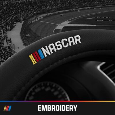 NASCAR Steering Wheel Cover, Two-Tone Red Leather Patchwork, Universal Fit 14.5"-15.5" Steering Covers for Cars, Anti-Slip, Soft Grip, Odor-Free, Trucks & SUVs, Racing Style Interior Upgrade - Image 3