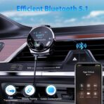 Bluetooth Aux Adapter for Car, Aux Bluetooth Receiver with USB Car Charger, Support Music/Hands-Free Calling/Home Stereo, Enhanced Mic/LED Display - Image 2