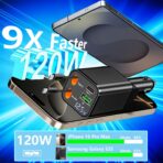 [Apple MFi Certified] Retractable Car Charger USB C, Braveridge 120W USB C Car Charger 4 in 1 PD/QC Type C Fast Charge Cigarette Lighter Adapter for iPhone 17/17 Pro Max/16 Pro/15/Galaxy S26/S25/Pixel - Image 3