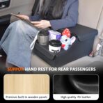 Backseat Car Organizer, Middle Seat Organizer With 4 Storage Compartments 2 Cup Holders, Back Seat Center Hand Rest Toy Storage for Toddler Kids Family Travel Roadtrip Essentials for SUV Truck Van - Image 2