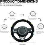 Embroidered Floral Bee Cute Black Steering Wheel Cover, Auto Anti-Slip Breathable Steering Wheel Protector,Floral Car Accessories for Women,Universal Size Fit Most Cars -15 inch - Image 5