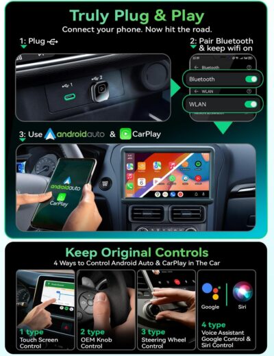 Wireless Carplay & Android Auto Adapter, Metal Design Mini & Stable 2-in-1 Dongle, Convert Vehicle's Wired CarPlay/Android Auto to Wireless, for iOS 10+/Android 11+ & Cars from 2016 - Image 6