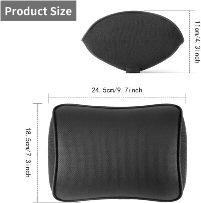 Car Headrest Pillow, Soft Memory Foam Car Neck Pillow with Adjustable Strap, Removable Breathable Cover for Long Drives & Office (Black, Pack of 2) - Image 5