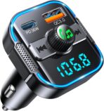 Bluetooth 5.3 Car Adapter【PD 36W+QC3.0 18W】, 2-in-1 FM Bluetooth Transmitter 【Dual Stronger Mics】& Fast Car Charger, Wireless FM Radio Adapter Hands-Free Calling, Siri Assistant, Black