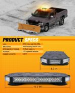 LUMENIX 56 LED Roof Top Strobe Beacon Lights Bar Rooftop Hazard Warning Emergency Safety Flashing Plow Light for Construction Vehicles Tow Commercial Trucks Postal Security Cars Snowplow - Amber White - Image 7