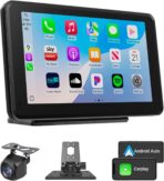 Wireless CarPlay & Android Auto Car Stereo - 7" HD Portable Touchscreen with Bluetooth 5.2, GPS Navigation, Mirror Link, 1080P Backup Camera, AUX & FM Transmitter - Plug & Play Receiver for Vehicles