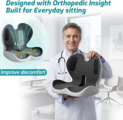 Ergonomic Seat Cushion,Office Chair Cushion with Lumbar Support Pillow,Car Orthopedic Seat Cushions,Designed for Sciatica,Tailbone,Back Pain Relief,for Office,Car,Truck,Home,Desk Chair - Image 6