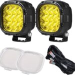BIGLION.X 4 Inch Pair 160W 18800LM Amber Round LED Offroad Lights Yellow Fog Lights Super Bright Driving Offroad Pod Lights with Wiring Harness IP68 for Pickup Trucks UTV ATV SUV