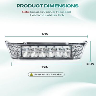DRIVE UP Club Car LED Headlight Bar for Club Car Precedent 2004-Up with Front Head Light Electric and Gas Golf Carts, 12V Golf Cart Front Replace Head Light Bar Replaces OEM 102524801, 1025248-01 - Image 6