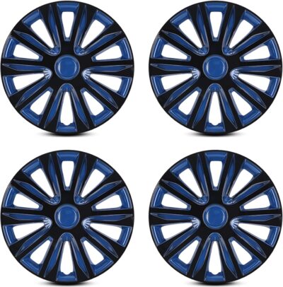 AUTOWIKI 15-Inch Wheel Rim Covers Universal, Hubs Cap Snap on Car Truck SUV ABS Plastic OEM Replacement Fashion Design- R15 Wheel Rim Covers Set of 4 Black Lacquer&Blue Lacquer - Image 8