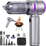 Cordless Car Vacuum 22000PA, Handheld with Brushless Motor, 4-in-1 Portable Vacuum & Blower/Inflator, HEPA Filter, Pet Brush, Type-C for Car Home Office (Purple)