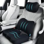 FLORICH 3 PCS Seat Cushion for Carseat Lumbar Support Pillow Car Neck Headrest Pillows Memory Foam Gel Memory Foam Massage Point Seat Pads Pressure Relief Back Cushion for Office Chair(Black)