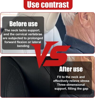 Car Neck Pillow, Memory Foam Ergonomic Auto Headrest Cushion Pillow, Relieve Driving Fatigue Car Neck Support Pillows, Comfortable Leather Vehicle Seat Pillows with Adjustable Strap (Black) - Image 5