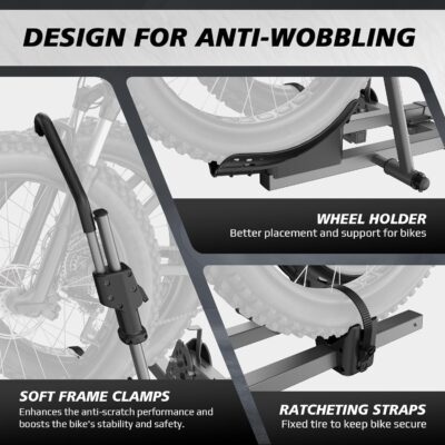 Hitch Bike Rack for Car, 200 lbs Capacity Heavy-Duty E-Bike Carrier, Tilting Foldable Design with Anti-Theft Lock, Fits 2" Receiver, for SUV, Truck, RV - Image 4