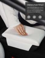 TPARTS Leather Armrest Support Cushion for All Tesla Model Y/3/X/S Tesla Armrest Decor Interior Accessories Memory Foam Console Pillow Elbow Rest Cover Pad (White) - Image 2