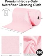 Microfiber Cleaning Cloths Roll, 75 Pack Tear Away Microfiber Towels Roll, 12" x 12" Lint Free Rags, Reusable Cleaning Cloths, Washable, Scratch Free,Ultra Absorbent Dish Rags(Pink) - Image 3