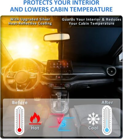 Windshield Sun Shade for 2021 2022 2023 2024 2025 2026 Ford Bronco Sport Accessories, Car Front Window Sun Visor & Heat Shield | 420D Sunshade Protection Blocks UV Rays Keep Your Car Cooler - Image 7