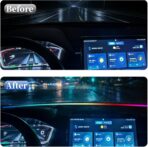 Car Dashboard LED Interior Strip Light,55''USB Powered Acrylic Neon Flexible Strip Fiber Optic LED Ambent Lighting Kits with Remote APP and Type-C Adapter(1 in 1) - Image 6