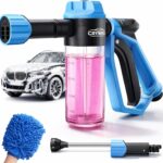 Car Wash Foam Gun for Garden Hose, Foam Cannon Car Wash Kit with Microfiber Wash Mitt, High Pressure Nozzle & 3 Spray Modes, Hose Foam Blaster for Cars, Trucks, RV, Motorcycle Cleaning - Blue