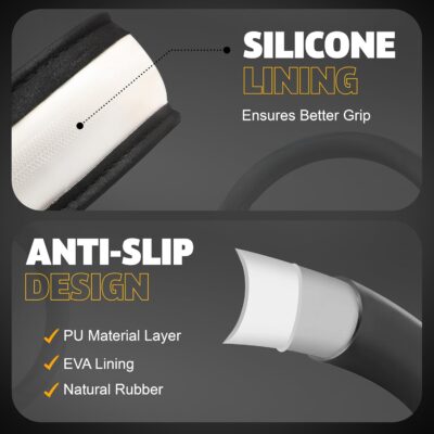 EcoNour Car Steering Wheel Cover | Premium & Durable PU Leather with Anti-Slip Design | Universal Fit 14.5" - 15" Steering Wheel Cover | Car and Truck Accessories - Black - Image 4