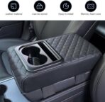 Car Center Console Armrest, Leather Memory Foam Armrest Cushion with Cup Holder & Phone Holder, 13.8" x 8.3" Car Arm Rest Support Pad, Universal for Most Vehicles (Black) - Image 3