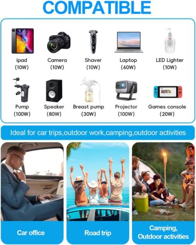 300W Car Power Inverter - YSOLX Dual DC 12V to 110V AC Car Outlet Adapter to Wall Plug, 24W Fast Charging USB-C&USB-A, Portable ​Charger Converter with for Laptops, Phones - Image 6