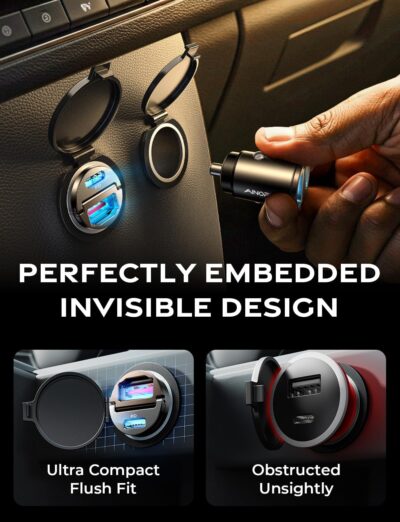 AINOPE 90W for Phone 17/16/15 Pro Max Car Charger USB C Fast Chage, [Mini&Metal] Invisible Cigarette Lighter Adapter with 3FT USB C to C Cable for iPhone 17/17 Pro/17e/16/15 Pro Max/Plus/16e, Kids - Image 8