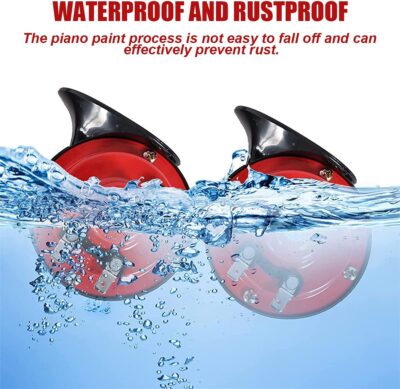 2PCS 300DB Super Loud Train Horns, 12V Waterproof Air Horns Replacement Kit, Car Air Electric Snail Double Horn, Automotive Accessories Universal for Car, Motorcycle, Truck, Bike, Boat (Red) - Image 3