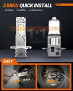 SEALIGHT H3 LED Fog Light Bulb, 30,000LM 800% Upgrade 6500K H3LL H3 LED Bulb, Long-Lasting Fog Lights, 1:1 Size Compact Design, Clearance Light Marker Light - Image 3