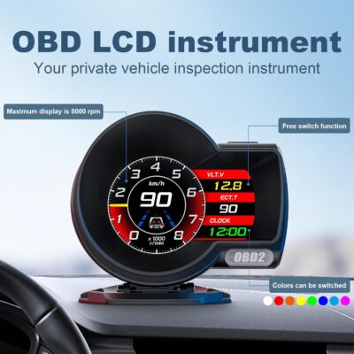 obd2 Gauges Display Car HUD Head Up Display F8 Plus,OBD+GPS Gauge, Digital Speedometer for Car with Water Temperature, Voltage, Fuel Consumption, RPM,obd2 Gauge Speedometer Suitable for All Car - Image 2