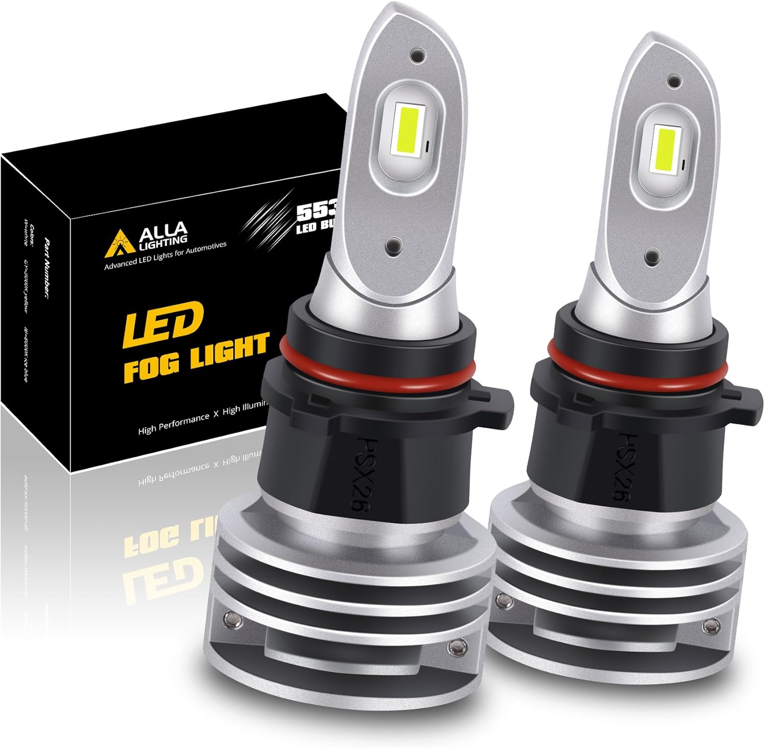 719gcmyUZQL._AC_SL1500_.jpg Alla Lighting 5200 Lumens 12278 PSX26W CANBus LED Bulbs, 6500K Xenon White Fog Lights H28W 12278 C1 12V Replacement Xtreme Super Bright Upgrade - Image 1