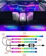YM E-Bright 5 in 1 Car Interior Led Light Kit，Dreamcolor Acrylic Neon Interior Car LED Strip Lights，Dash Footwell Multicolor with Music Sync Mode and DIY Mode - Image 6