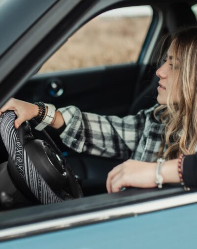 SEG Direct Boho Steering Wheel Cover with Baja Blanket Cloth, Ethnic Style Auto Wheel Cover Made of Coarse Flax, Fits 14 1/2-15 1/4 inches Car Wheel - Image 2