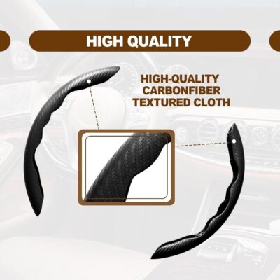 Car Interior Accessories Butterfly Steering Wheel Cover Car Carbon Fiber Anti-Skid Steering Wheel Cover (Black) - Image 3