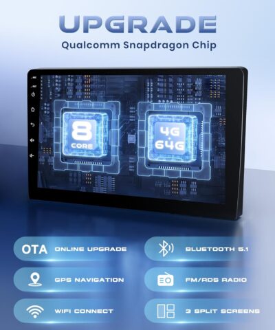 8-Core 4G+64G Qual-comm Snapdragon chip Car Radio for Ford Escape 2007-2012, Rimoody Car Stereo Carplay Android Auto 3D car Model Display GPS WiFi 9 Inch IPS Touchscreen Mirror Link Camera - Image 3