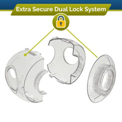 Child Safety Door Knob Cover (4 Pack) Hard-to-Remove Dual-Lock Door Handle Covers for Kids - Reusable Baby Proof Door Knob Locks - Installs Easily, No Tools Needed (Transparent) - Image 6